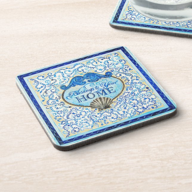 "Blessings to your home" - plastic coaster (Left Side)