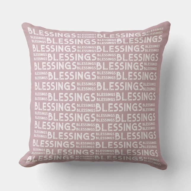 Blessings Typographic Gift Plumb And Cream Tones Cushion (Front)