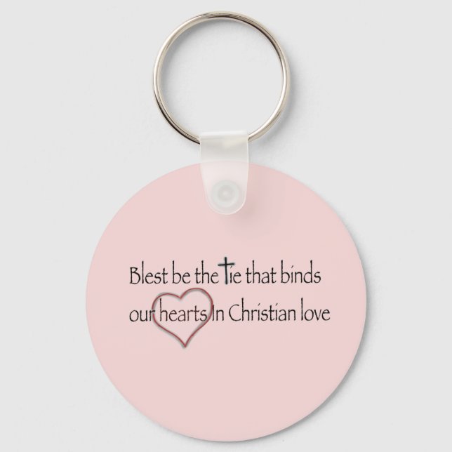 Blest Be the Tie that Binds Pink Custom Name  Key Ring (Front)