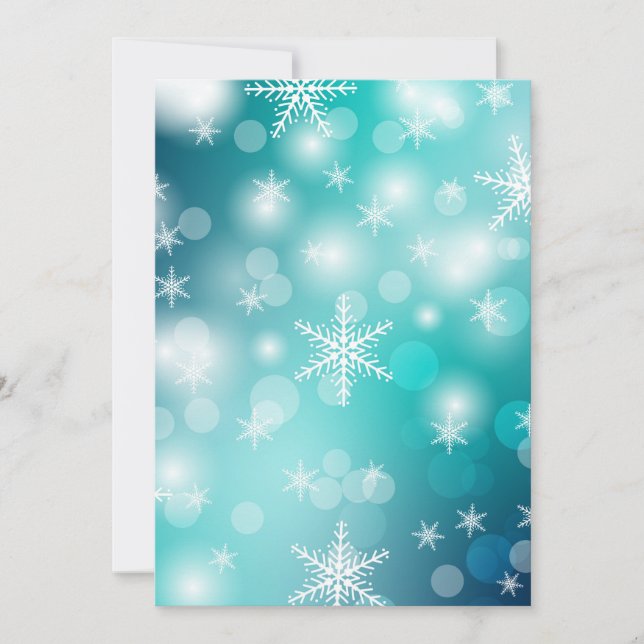 Bleu Christmas Winter Snowflake Flat Holiday Card (Front)