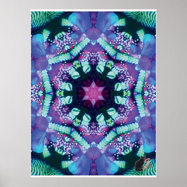 Bleus Kinetic Collage Kaleidoscope Poster (Front)