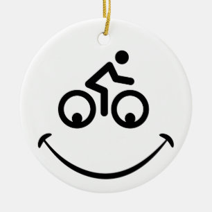 Blije fiets gezicht. Race tour, racefiets Ceramic Tree Decoration