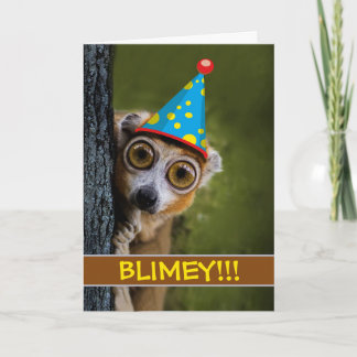 Blimey Funny Birthday with Surprised Lemur on Tree Card