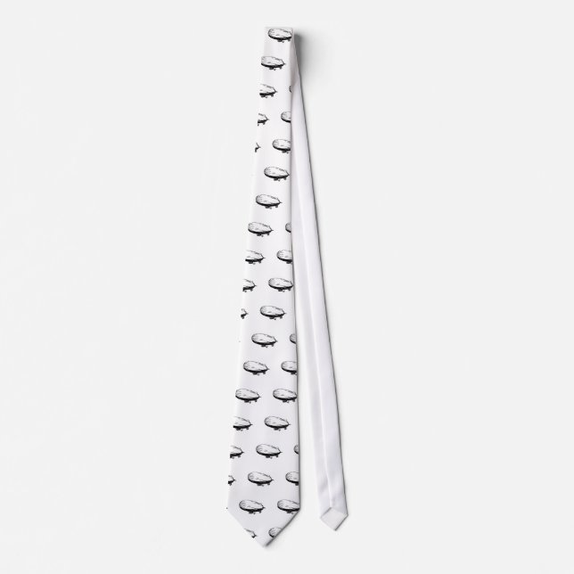 Blimp, Zeppelin, Dirigible, Vintage Drawing Tie (Front)