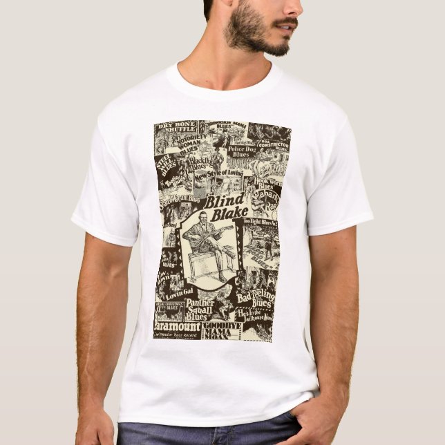 Blind Blake on Paramount Records Collage T-Shirt (Front)