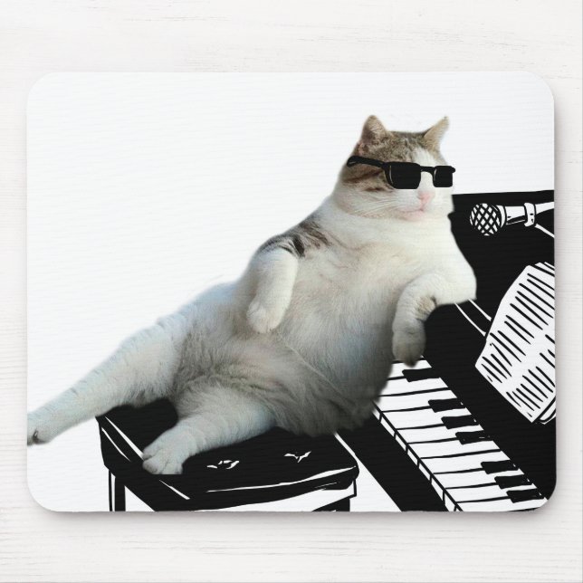 Blind cat pianist mouse mat (Front)