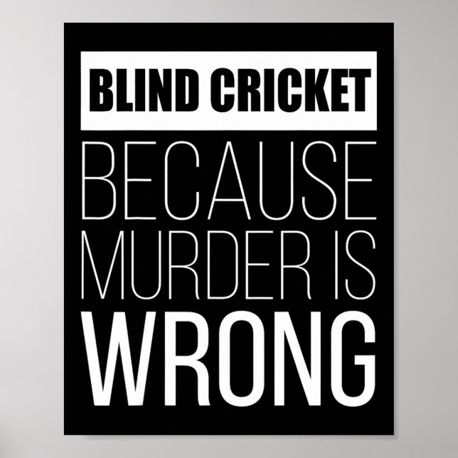 Blind Cricket Because Murder Is Wrong Funny  Poster (Front)