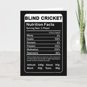 Blind Cricket Nutrition Facts Sarcastic Player  Card