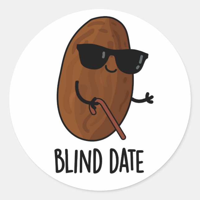 Blind Date Funny Fruit Pun  Classic Round Sticker (Front)