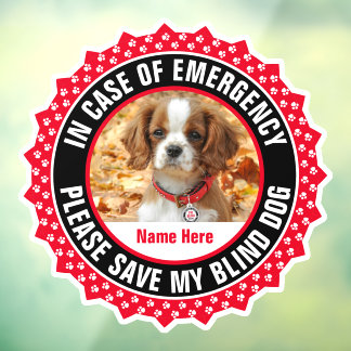 Blind Dog Safety Alert First Responder Photo Name Window Cling