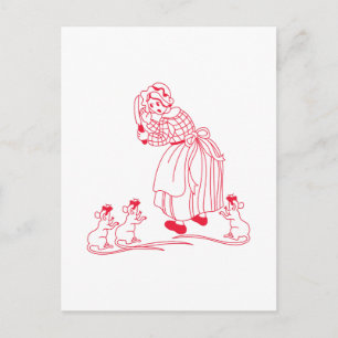 Blind Mice Redwork Postcard