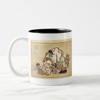 Blind monks examining an elephant Two-Tone coffee mug