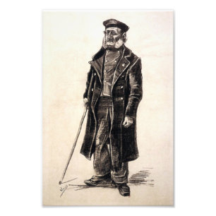 Blind Pensioner with a Stick Photo Print