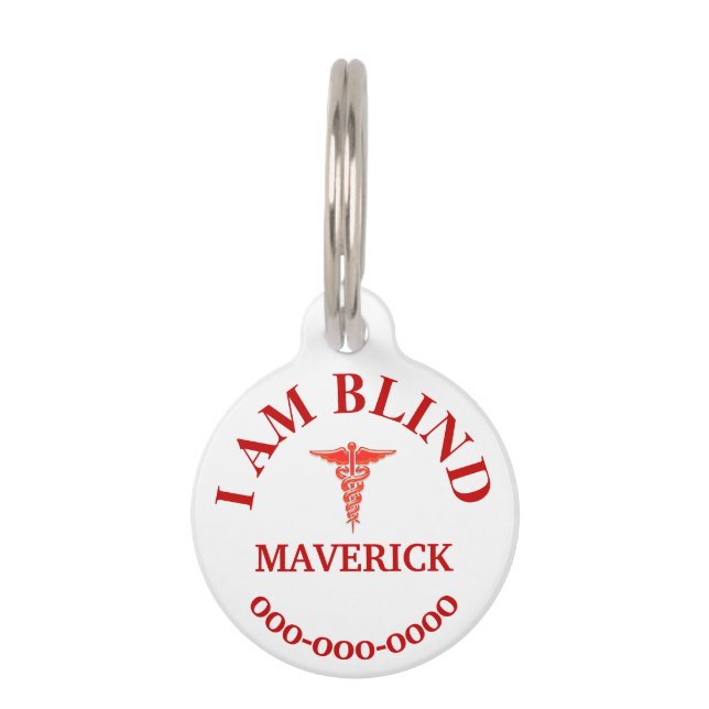 Blind pet medical condition awareness tag (Front)