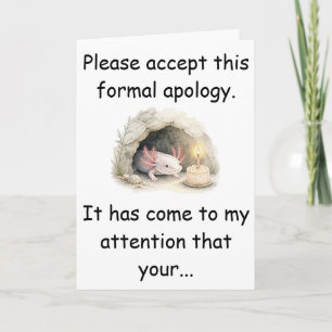 Blind Salamander Cave Belated Birthday Apology Card