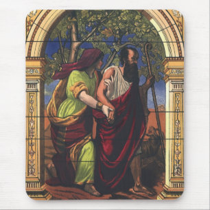 Blind Tobit and Wife Anna, Vintage Religion Mouse Mat