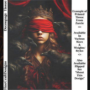 Blindfolded Gothic Queen of Ravens FC5R Decoupage Tissue Paper