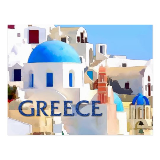 Blinding White Buildings in Greece Postcard