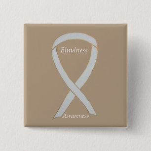Blindness Awareness White Ribbon Custom Art Pin