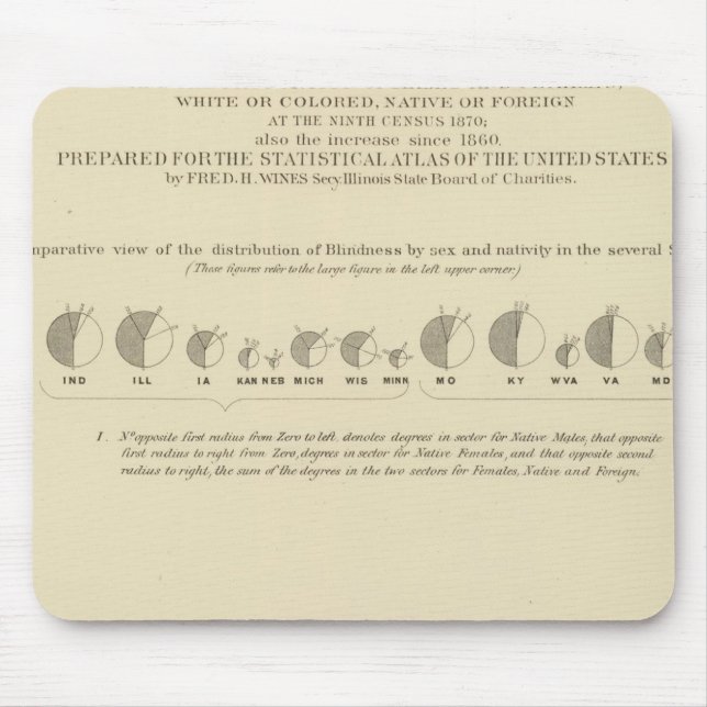 Blindness, Statistical US Lithograph 1870 Mouse Mat (Front)