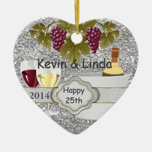 BLING 25th ANNIVERSARY GIFT ORNAMENT WINE LOVERS