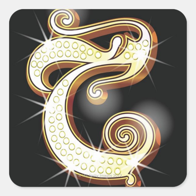 Bling alphabet C Square Sticker (Front)