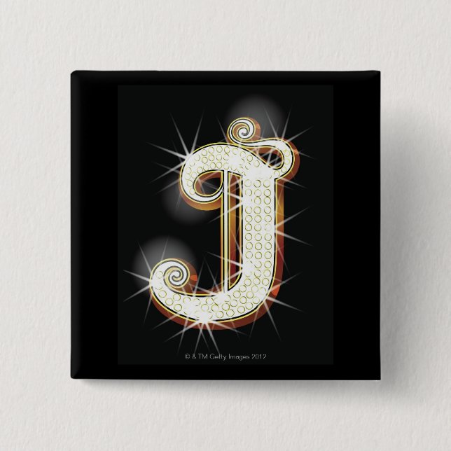 Bling alphabet J 15 Cm Square Badge (Front)