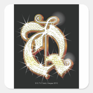 Bling alphabet Q Square Sticker
