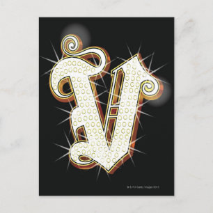 Bling alphabet V Postcard