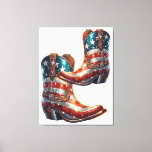 Bling American Flag Cowboy Boots Canvas Print