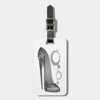 Bling and Groovy Stiletto Shoe Art Luggage Tag