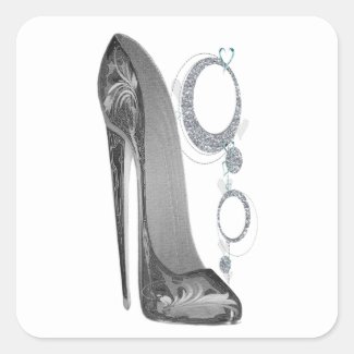 Bling and Groovy Stiletto Shoe Art Square Sticker