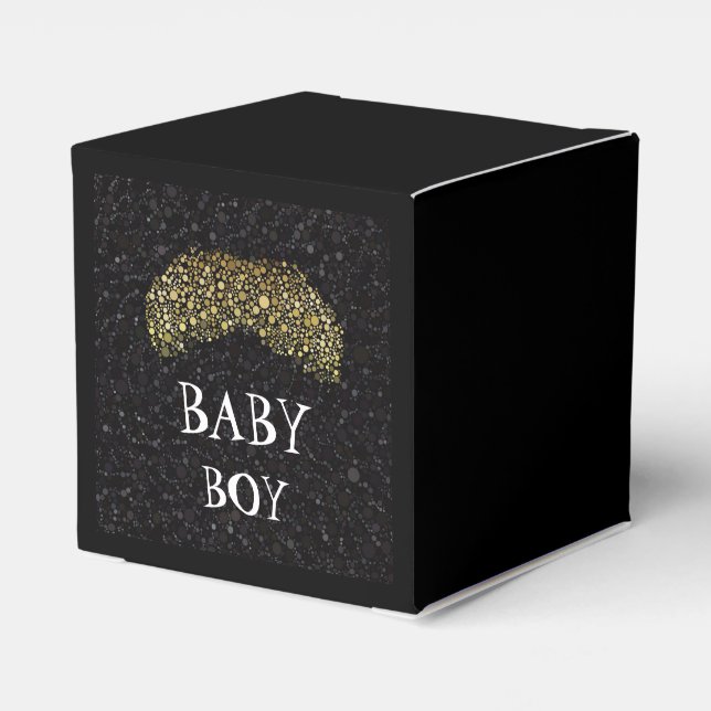 Bling black/Gold Moustache Party Favour Box (Back Side)