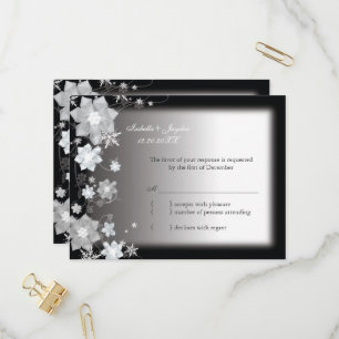 Bling Bling December Wedding RSVP Invitation Postcard