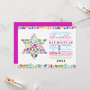 BLING BLING Gemstone Bat Mitzvah Invitation