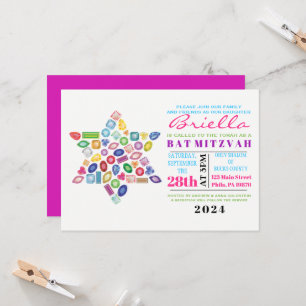 BLING BLING Gemstone Bat Mitzvah Invitation