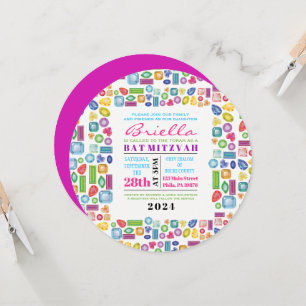 BLING BLING Gemstone Bat Mitzvah Invitation