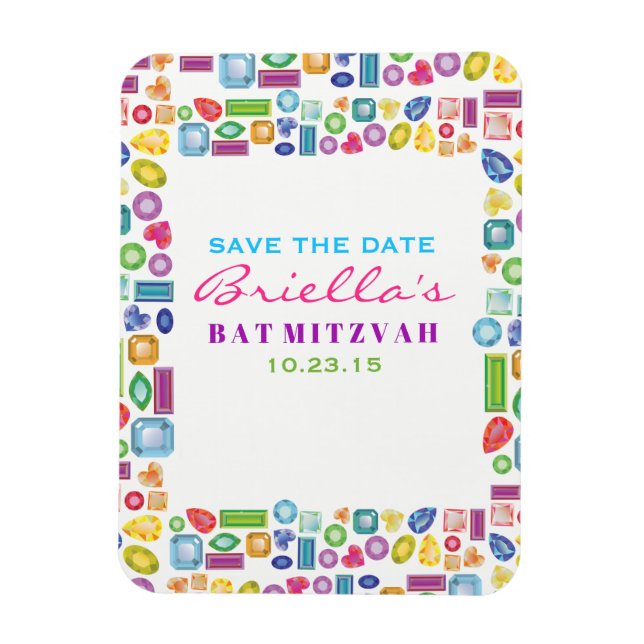 BLING BLING Gemstone Bat Mitzvah Save the Date Magnet (Vertical)