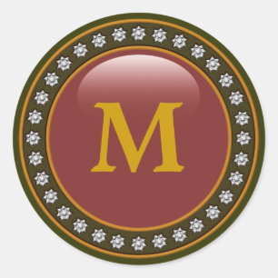 Bling Bling Monogram Classic Round Sticker