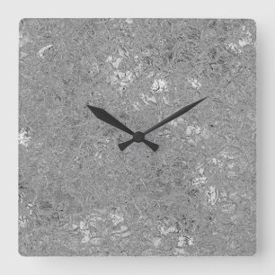 Bling Bling Silver Embedded Orchids, Square Wall Clock