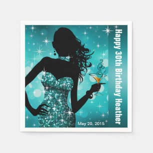 Bling Bombshell Sparkle Birthday Party   teal Napkin