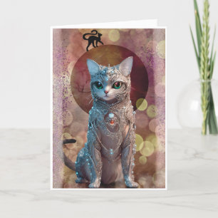 Bling Cat Greeting Card 
