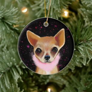 Bling Chihuahua Ceramic Tree Decoration