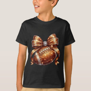 Bling football bow coquette game day sports T-Shirt