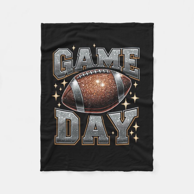 Bling Football Lover Fall Autumn Game Day Football Fleece Blanket (Front)