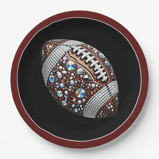 Bling Football Party Big Game Bowl Game Paper Plate (Front)