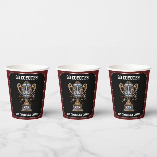 Bling Football Party Big Game Bowl Game Trophy Paper Cups (Multi)
