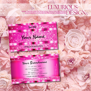 Bling Glam Girly Pink Glitter Sparkle Stars Luxury Business Card
