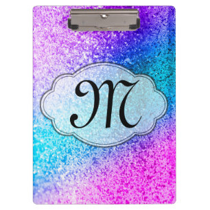 Bling Glitter Girly Monogram Initial Clip Board