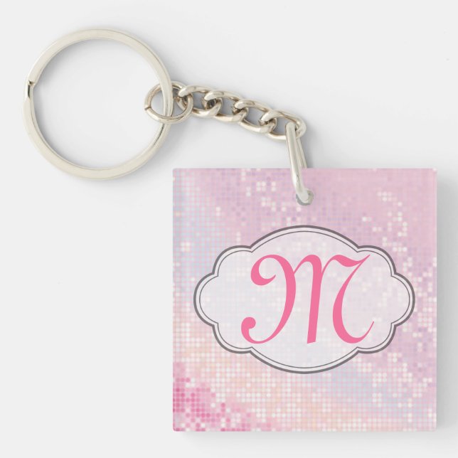 Bling Glitter Girly Pink Glitz Glamour Key Chain (Front)